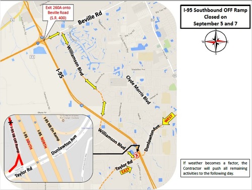 Update: The Port Orange ramp closures have been cancelled for this week.