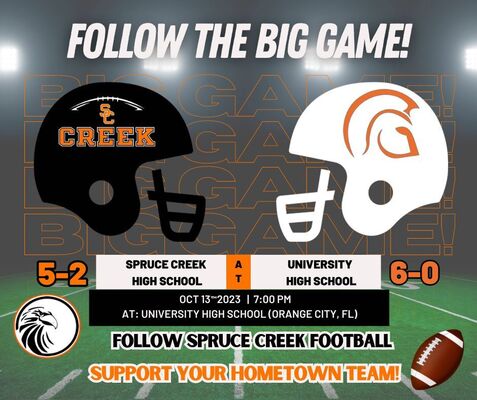 High School Football Game Scores 10/13/2023 - Spruce Creek Hawks vs. University Titans (Orange City, FL)