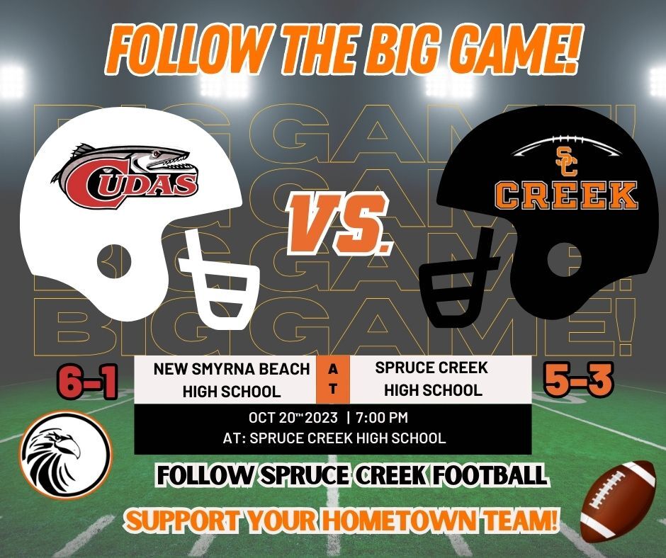 High School Football Game Scores 10/20/2023 - New Smyrna Beach Barracudas vs. Spruce Creek Hawks